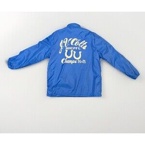 VTG 70s Aqua Sheen by Exylin Windbreaker Jacket Mens M Blue Snap Front USA